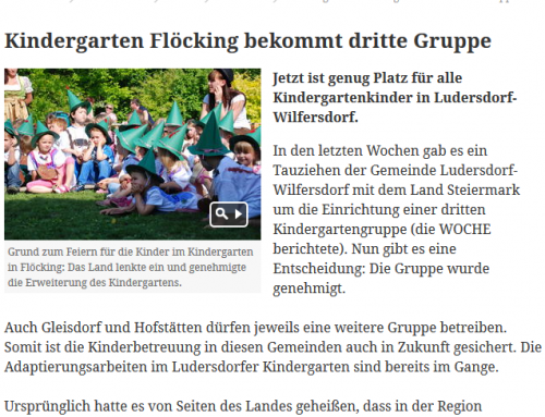 Kindergarten Flöcking bekommt dritte Gruppe – meinbezirk.at – 21.07.2015